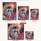 Astronaut Floating Through a Rainbow Nebula canvas sizes from 12 x 12 to 23.5 x 23.5 inches