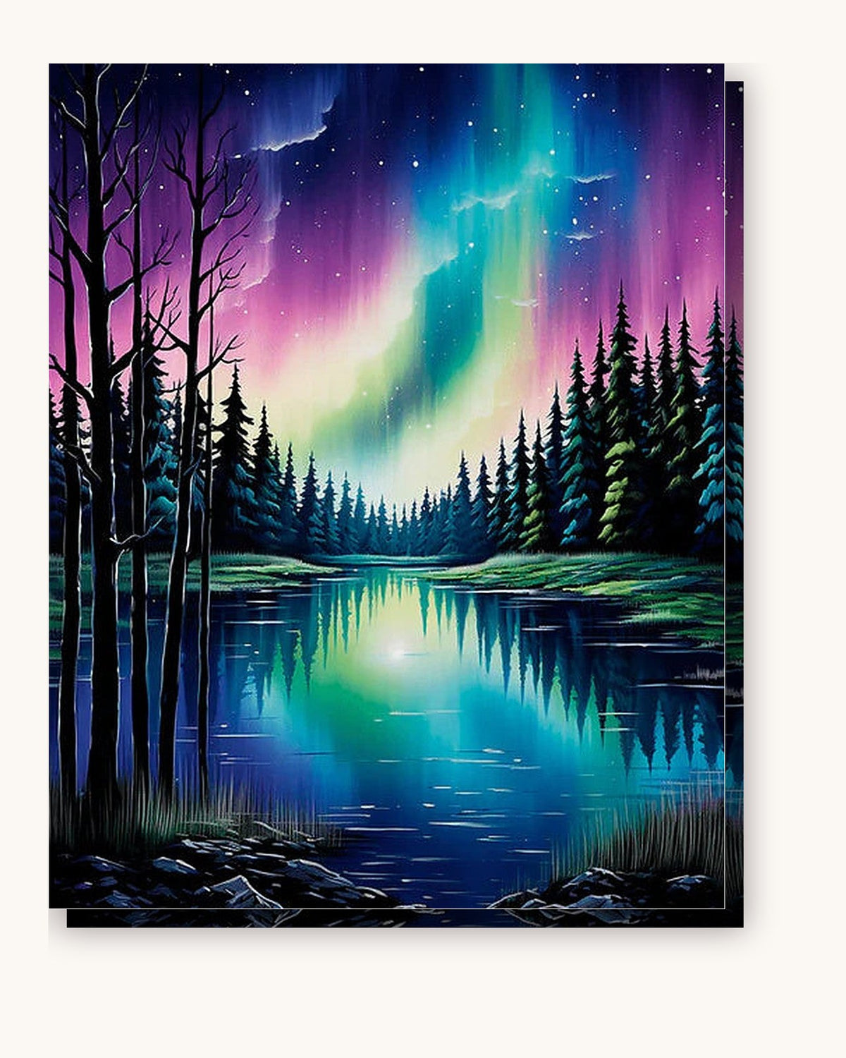 Aurora Reflections paint by numbers kit on stretched canvas