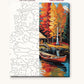 Autumn Cabin with a Red Canoe numbered canvas next to the finished painting