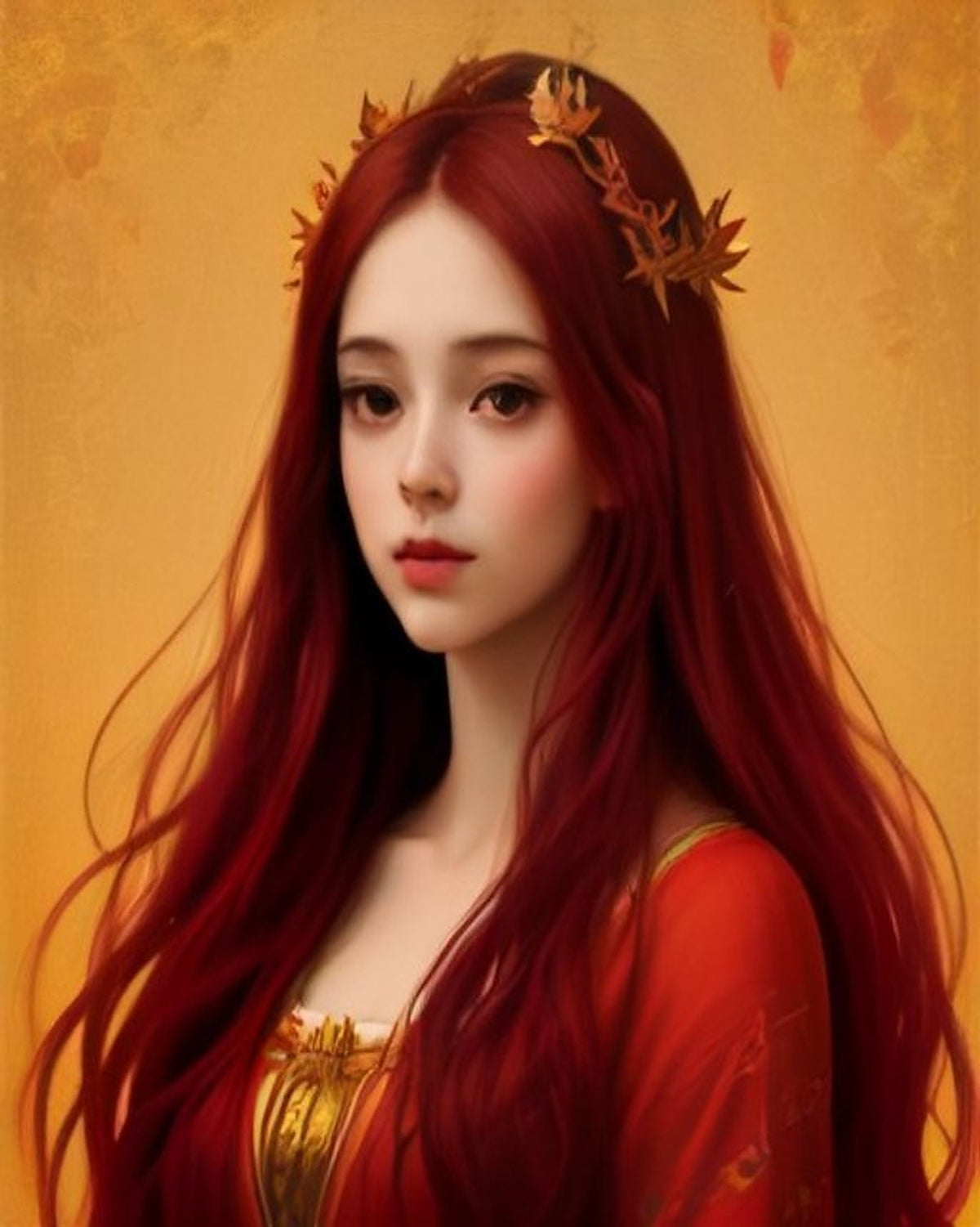 Autumn Muse paint by numbers kit, woman with a crown of autumn flowers