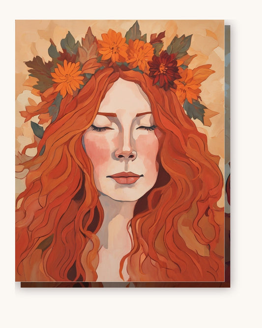 Autumn Muse paint by numbers kit on stretched canvas