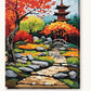 Autumn Pagoda Garden Path paint by numbers kit on stretched canvas