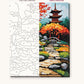 Autumn Pagoda Garden Path numbered canvas next to the finished painting