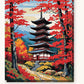 Autumn Pagoda with Red Maples paint by numbers kit on stretched canvas