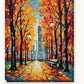 Autumn Park Path with Lamp Posts paint by numbers kit on stretched canvas