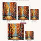 Autumn Park Path with Lamp Posts canvas sizes from 12 x 12 to 23.5 x 23.5 inches