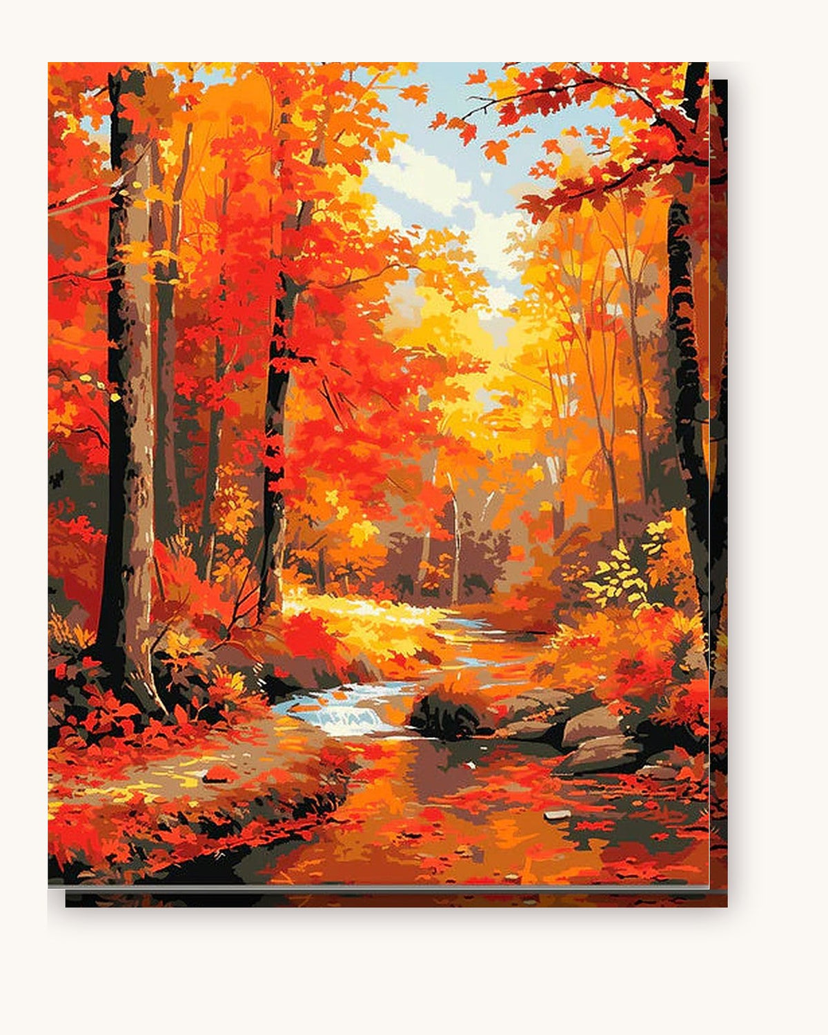 Autumn River Splendor paint by numbers kit on stretched canvas