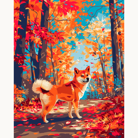 Autumn Shiba Premium Collection Canvas Art Kit