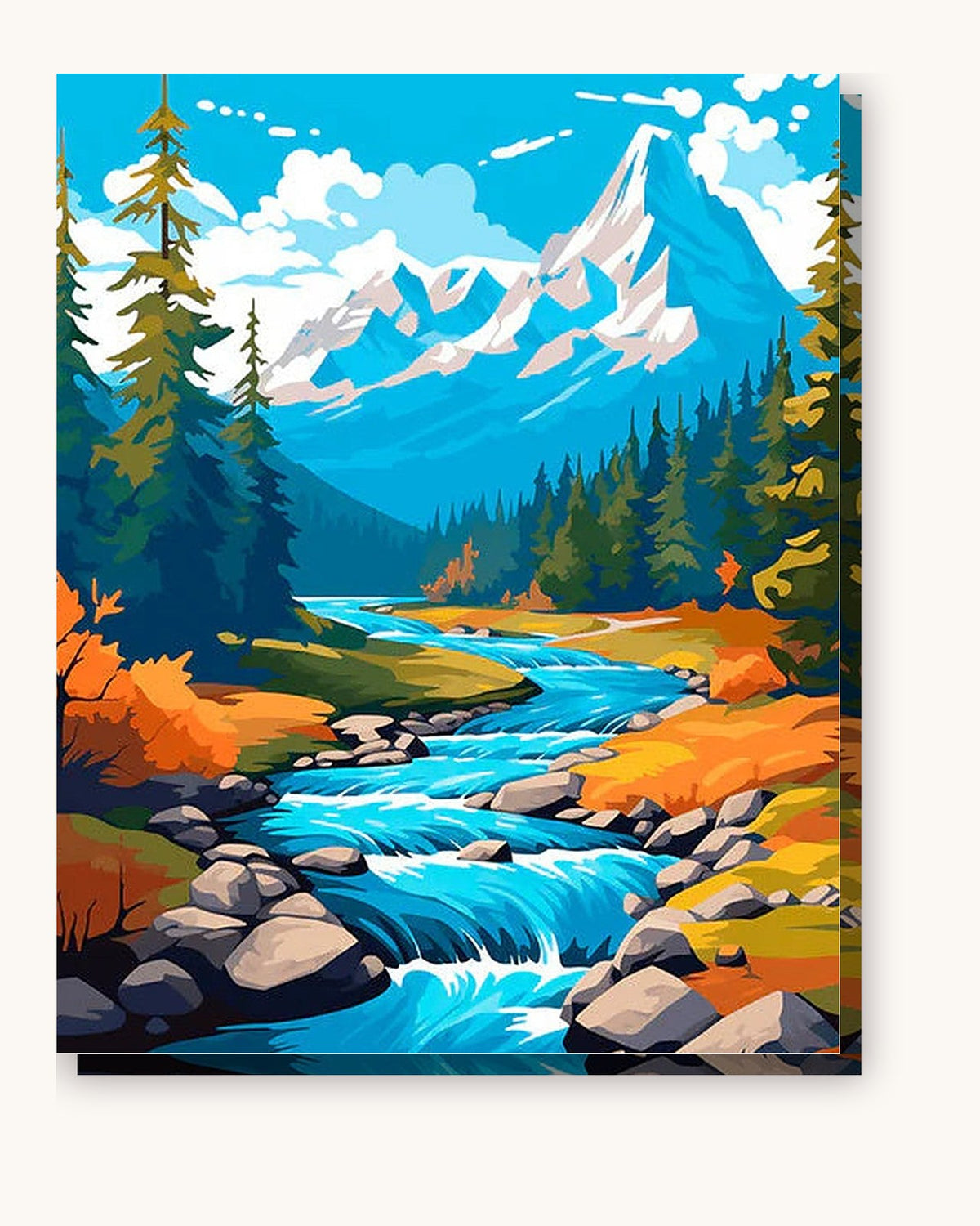 Autumn Whisper River paint by numbers kit on stretched canvas