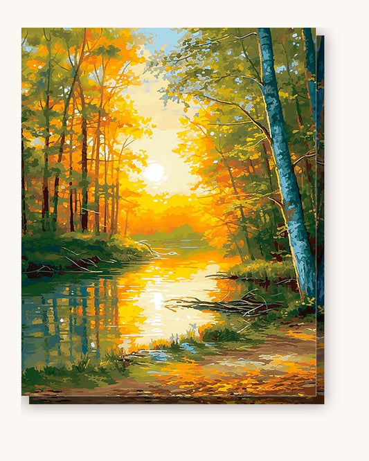 Autumn Glow paint by numbers kit on stretched canvas