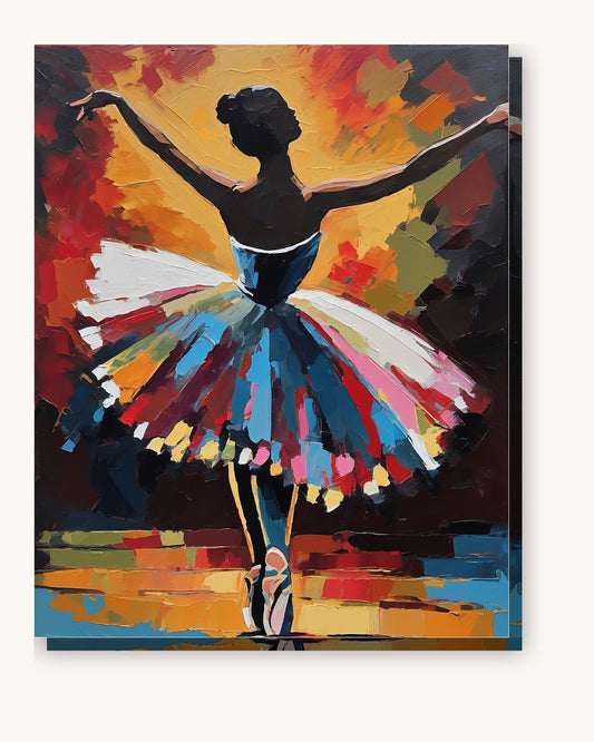 Ballerina in a Colorful Tutu paint by numbers kit on stretched canvas