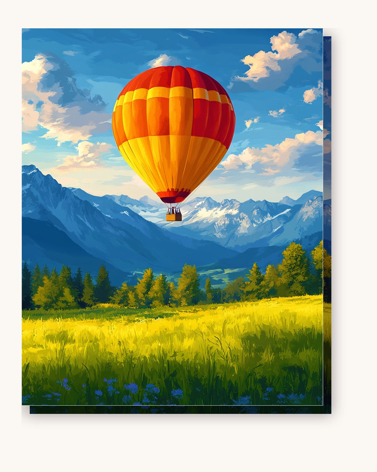 Ballooning Over the Peaks paint by numbers kit on stretched canvas