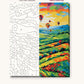 Balloons Floating over Green Hills numbered canvas next to the finished painting