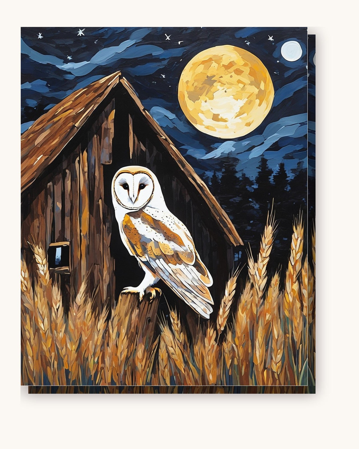 Barn Owl Under the Moon paint by numbers kit on stretched canvas