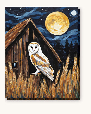 Barn Owl Under the Moon paint by numbers kit on stretched canvas