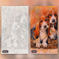 Basset Hound Dogs paint by numbers kit, before and after