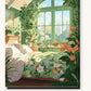 Bedroom Greenery paint by numbers kit on stretched canvas