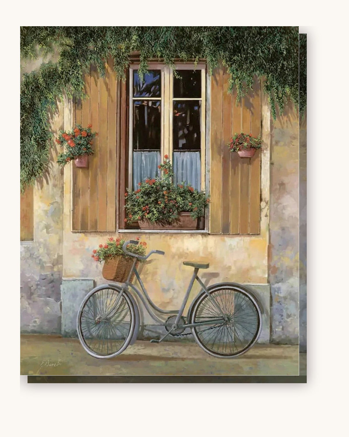 Bicycle with Flowers paint by numbers kit on stretched canvas
