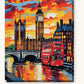 Big Ben and Red London Bus paint by numbers kit on stretched canvas