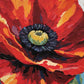 Big Red Poppy paint by numbers kit, close up of a single red poppy flower