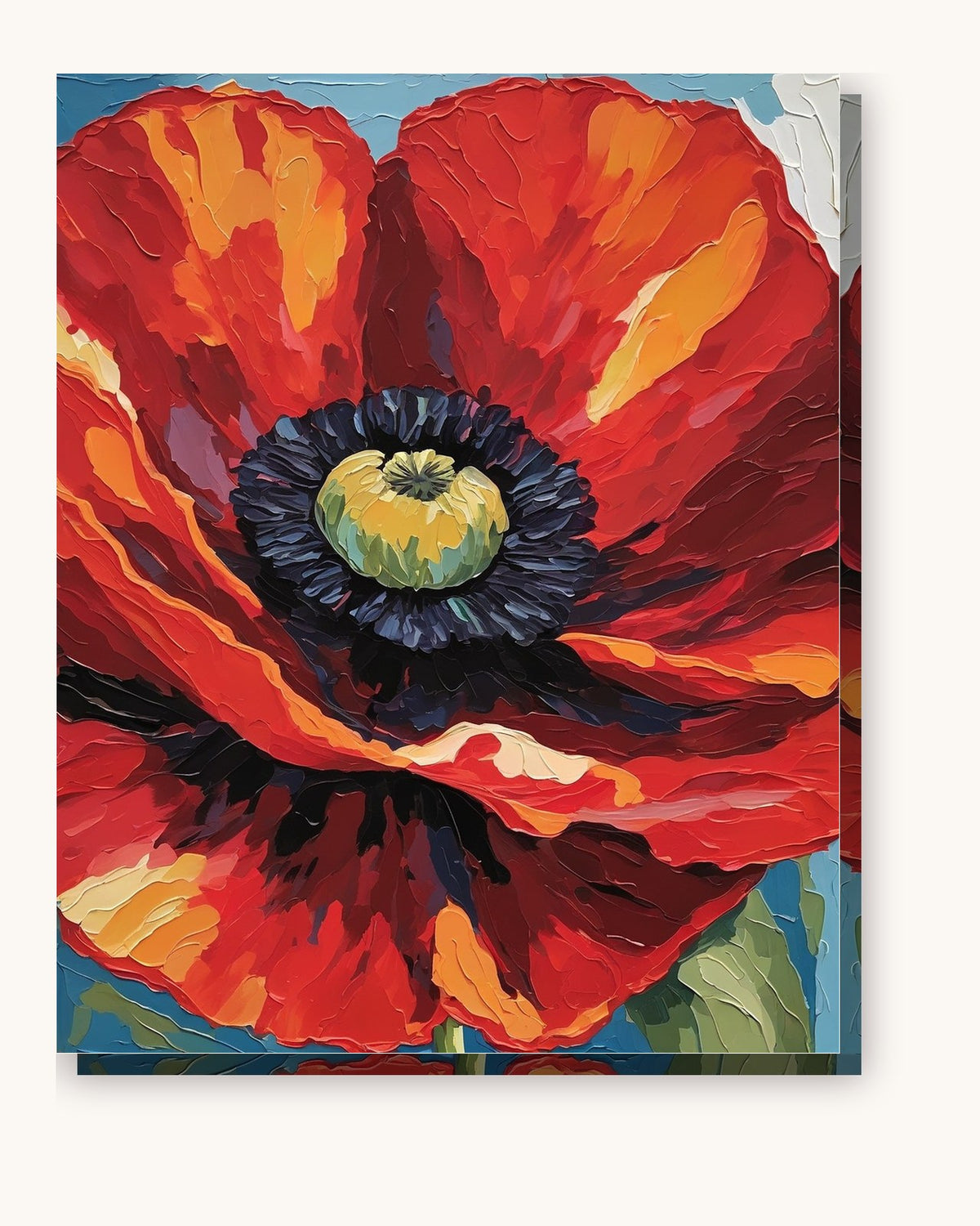 Big Red Poppy paint by numbers kit on stretched canvas