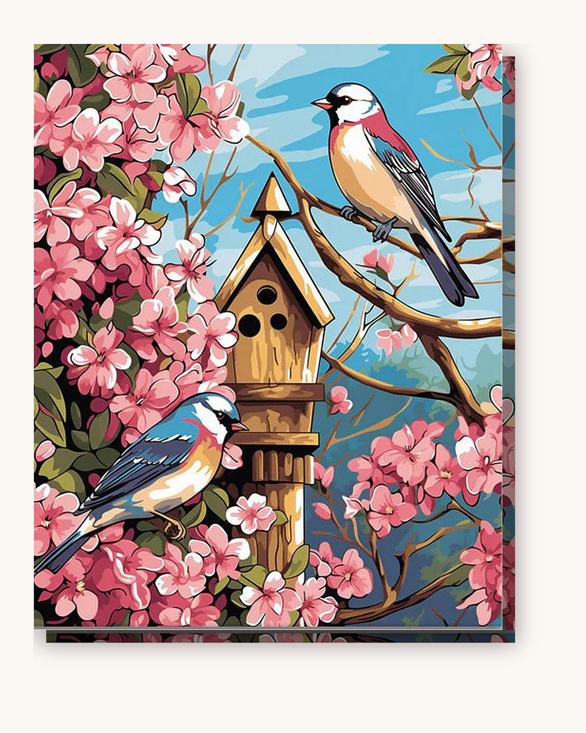 The Birdhouse paint by numbers kit on stretched canvas