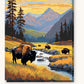 Bison in the Valley paint by numbers kit on stretched canvas