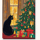 Black Cat by the Christmas Tree paint by numbers kit on stretched canvas