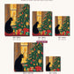 Black Cat by the Christmas Tree canvas sizes from 12 x 12 to 23.5 x 23.5 inches