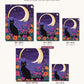 Black Cat under the Crescent Moon canvas sizes from 12 x 12 to 23.5 x 23.5 inches