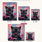 Black Panther With Pink Lilies canvas sizes from 12 x 12 to 23.5 x 23.5 inches