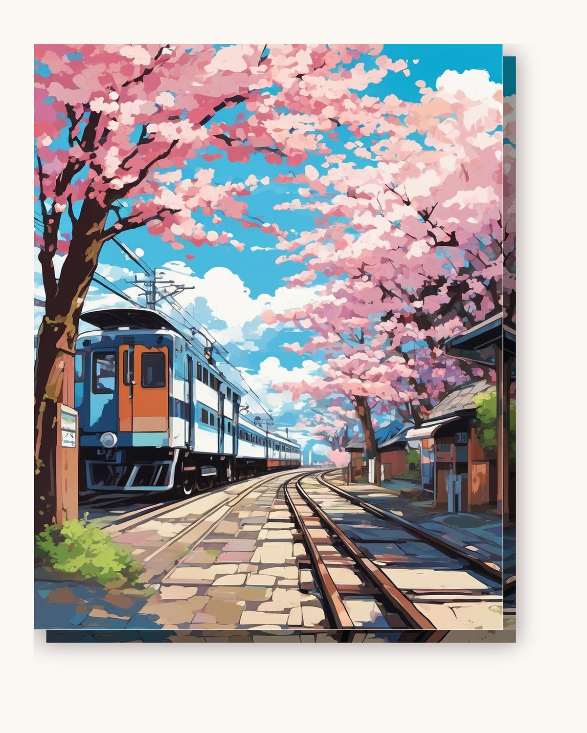 Blossom Station paint by numbers kit on stretched canvas