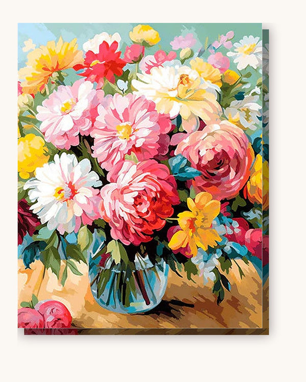 Blossom Still Life paint by numbers kit on stretched canvas