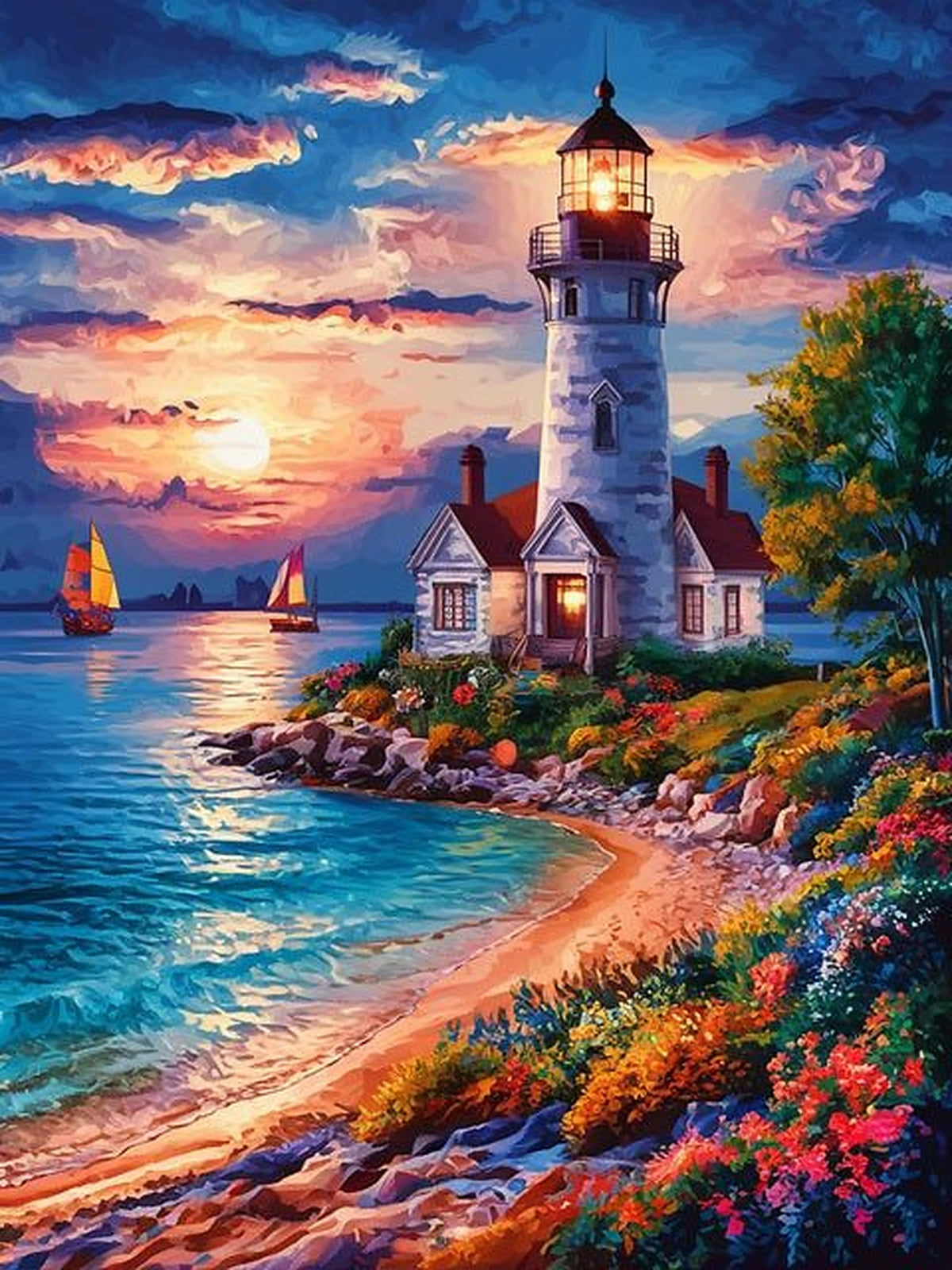 Lighthouse and Sea Painting by Numbers Kit