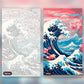 Wave of Flowers paint by numbers kit, before and after