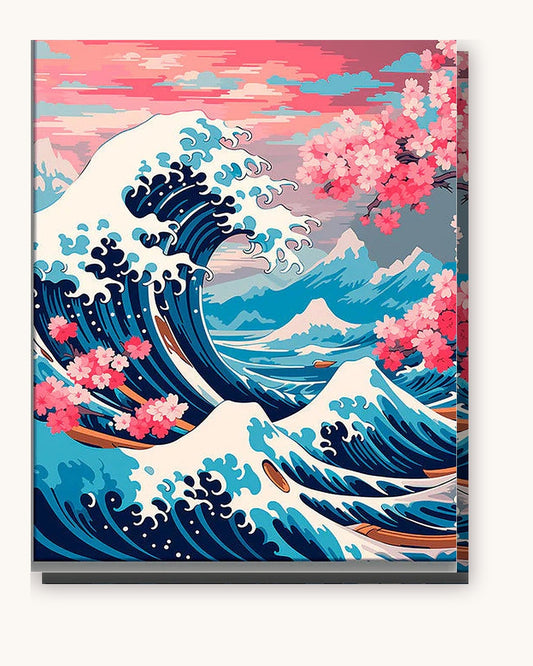 Wave of Flowers paint by numbers kit on stretched canvas