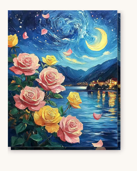 Blossoming Dawn paint by numbers kit on stretched canvas