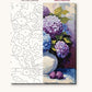 Blue and Purple Hydrangeas in White Vase numbered canvas next to the finished painting