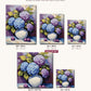 Blue and Purple Hydrangeas in White Vase canvas sizes from 12 x 12 to 23.5 x 23.5 inches