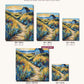 Blue Cottage above the Dunes canvas sizes from 12 x 12 to 23.5 x 23.5 inches