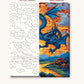 Blue Dragon Over a Sunset Valley numbered canvas next to the finished painting
