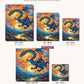 Blue Dragon Over a Sunset Valley canvas sizes from 12 x 12 to 23.5 x 23.5 inches
