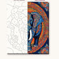 Blue Elephant with Mandala Patterns numbered canvas next to the finished painting