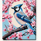 Blue Jay on a Cherry Branch paint by numbers kit on stretched canvas