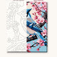 Blue Jay on a Cherry Branch numbered canvas next to the finished painting