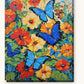 Blue Morpho Butterflies Among Flowers paint by numbers kit on stretched canvas