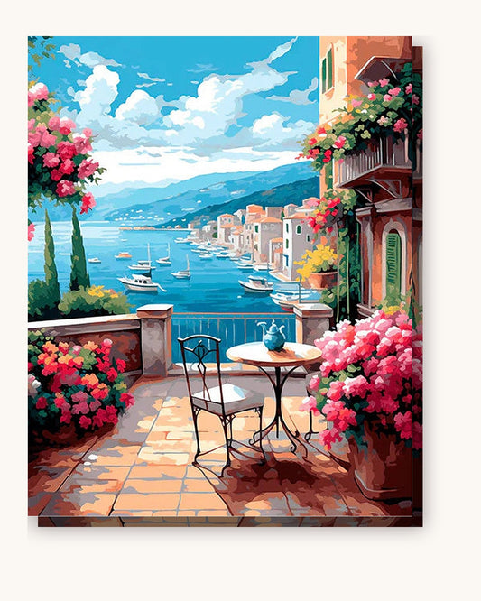 Blue Sky Harbor paint by numbers kit on stretched canvas