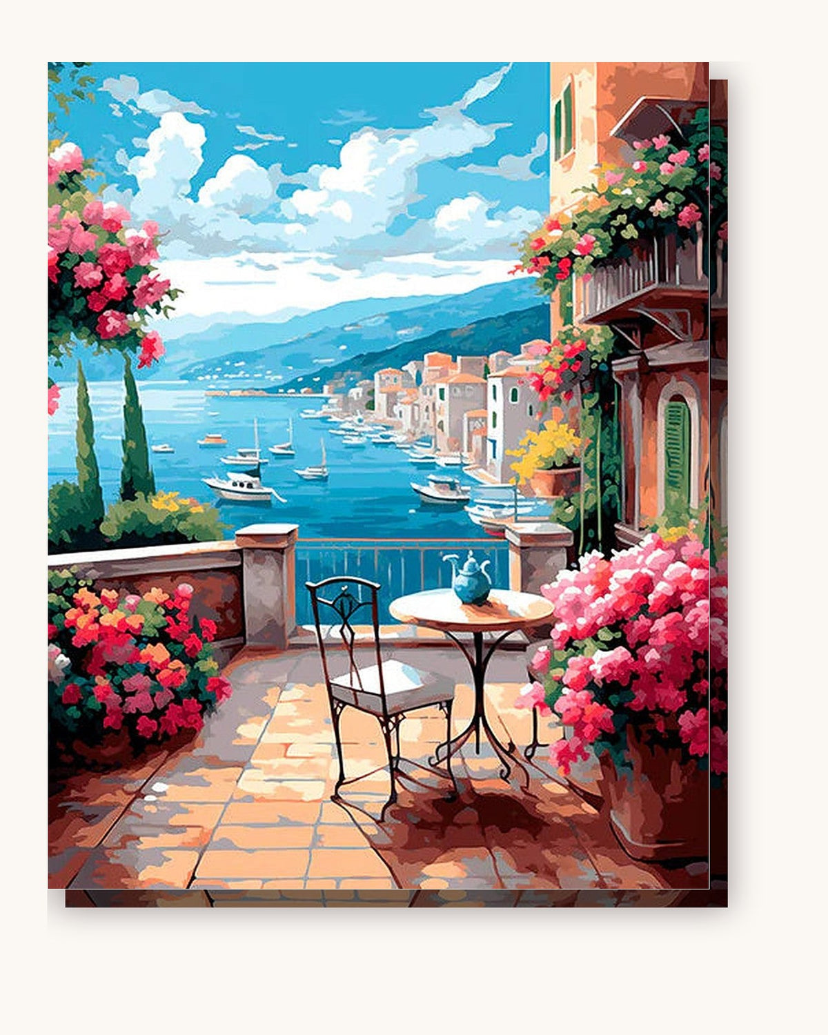 Blue Sky Harbor paint by numbers kit on stretched canvas