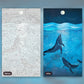 Blue Whales paint by numbers kit, before and after
