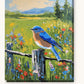 Bluebird on a Fence Post paint by numbers kit on stretched canvas